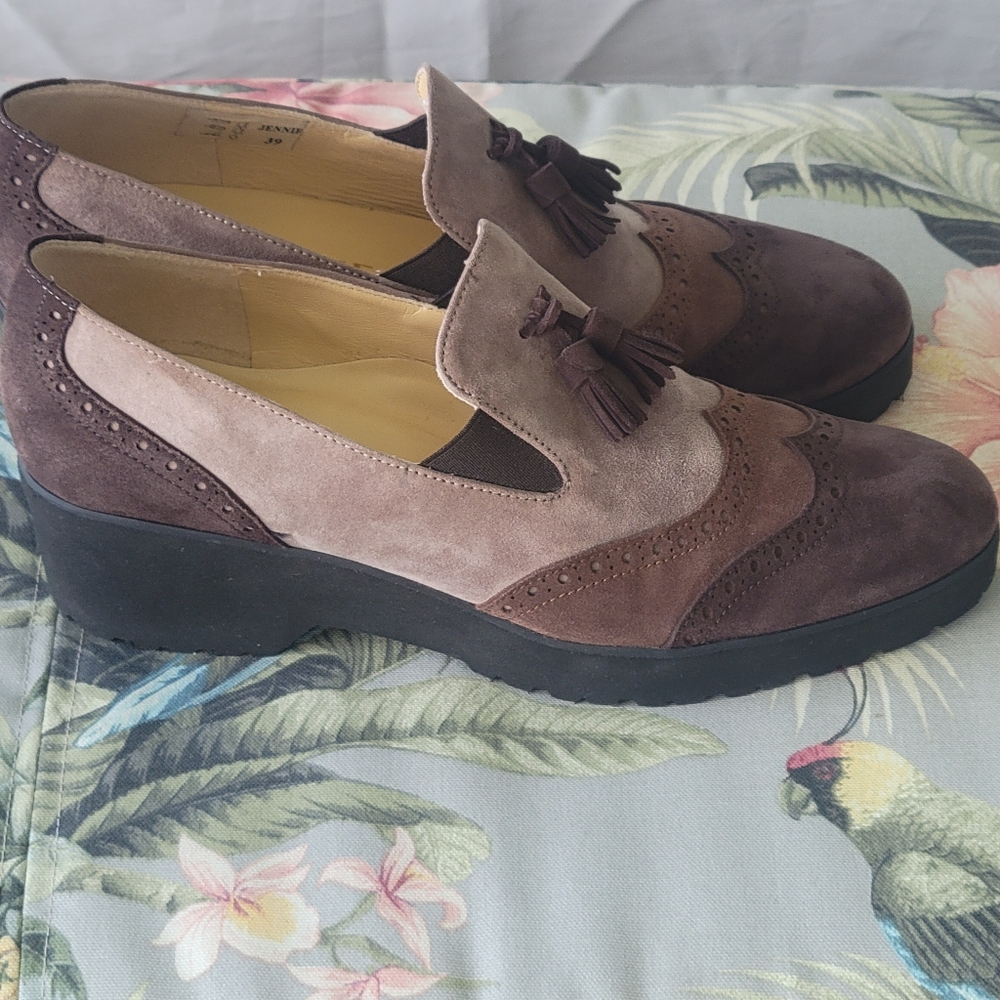 Made In Italy By BRUNATE Two-Tone Brown Tassel Loafers Size 9 - Picture 7 of 15